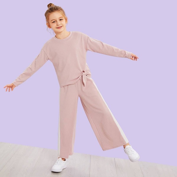 

Girls Tape Side Top & Pants Set, Pink
