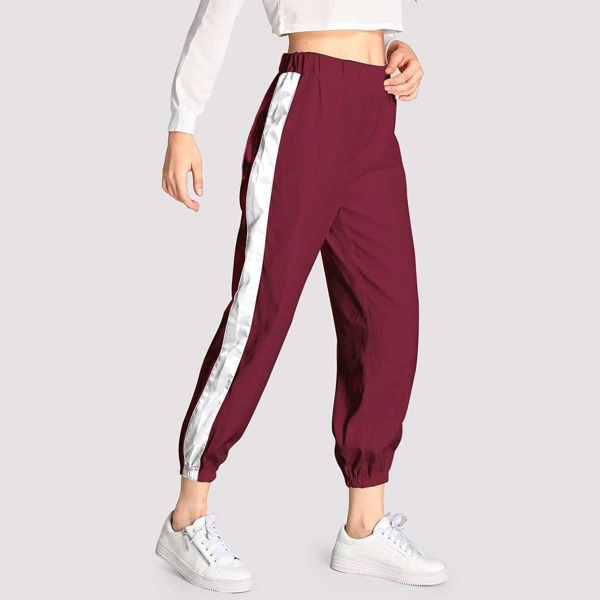 

Contrast Tape Side Pants, Burgundy