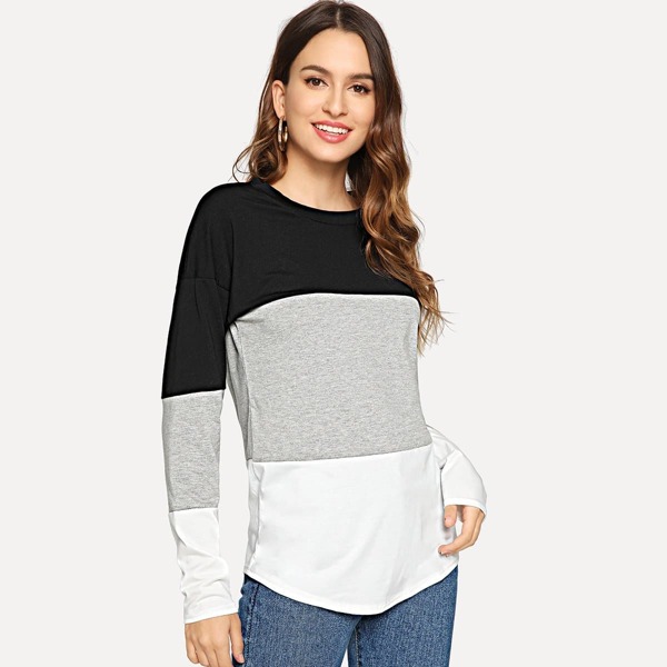 

Cut And Sew Panel Colorblock Tee