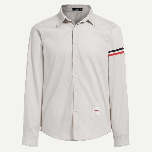 

Men Tape Side Sleeve Shirt, Grey