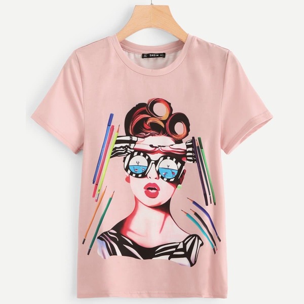 

Girl And Pencil Print Tee