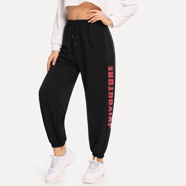 

Letter Print Drawstring Waist Sweatpants