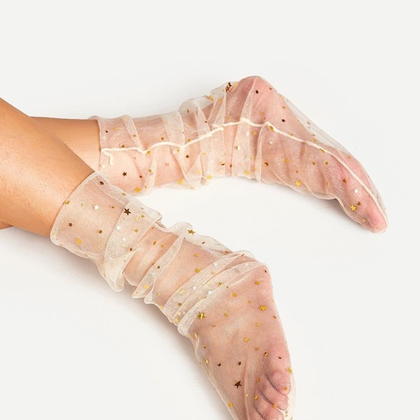 

Galaxy Pattern Slouch Mesh Ankle Socks 1 Pair, White