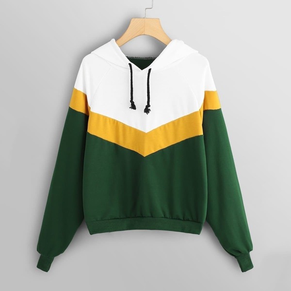 

Cut And Sew Raglan Sleeve Hooded Sweatshirt