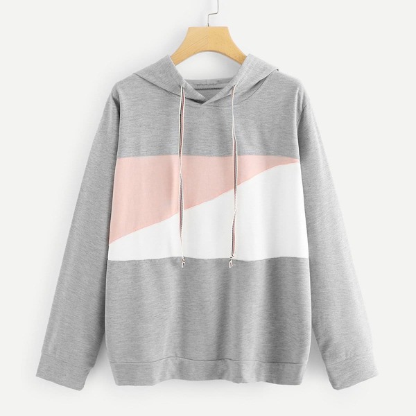 

Plus Color Block Drawstring Hoodie