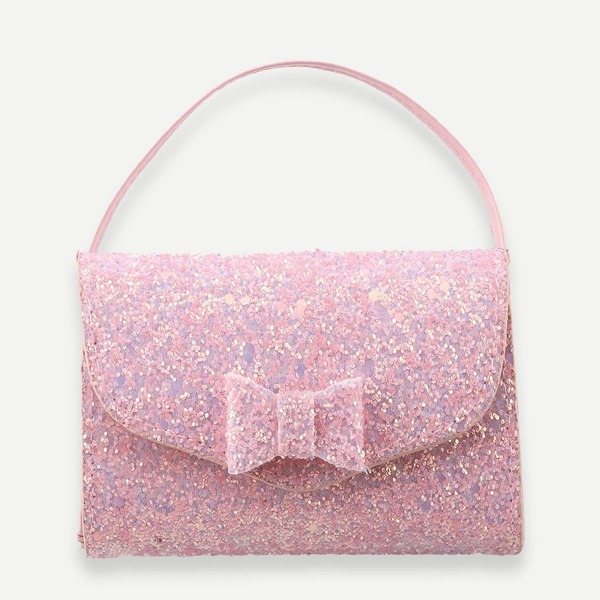 

Kids Bow Decor Glitter Bag, Pink