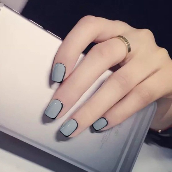 

Square Two Tone Fake Nails 24pcs, Grey