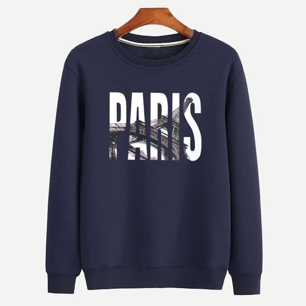

Men Crew Neck Letter Print Sweatshirt, Navy
