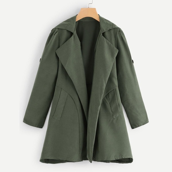 

Solid Waterfall Coat, Green
