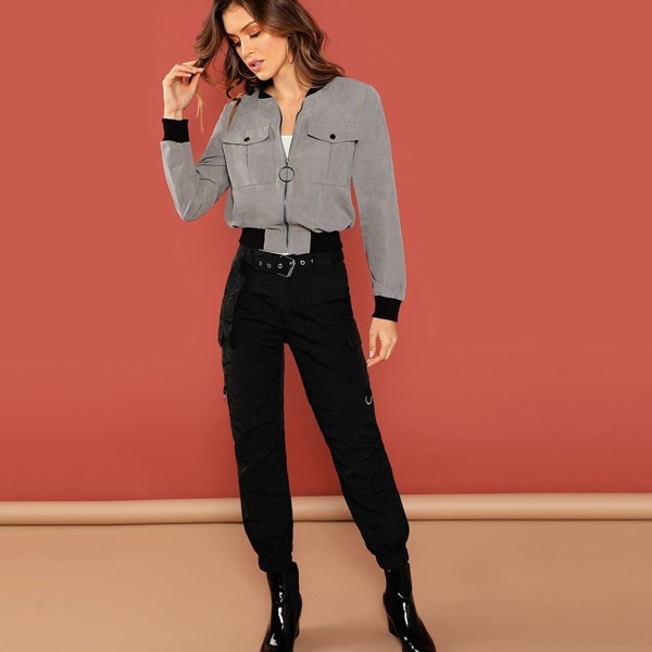 

Zip Up Flap Pocket Jacket