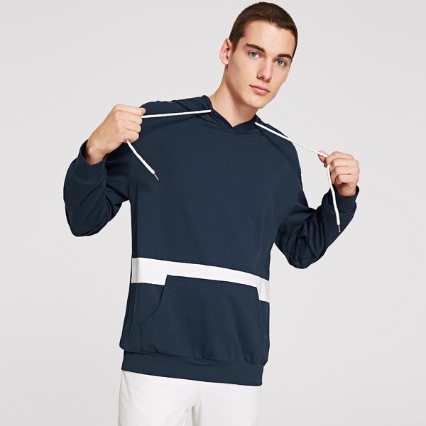 

Men Drawstring Hoodie, Navy