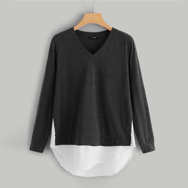 

V Neck Solid Pullover
