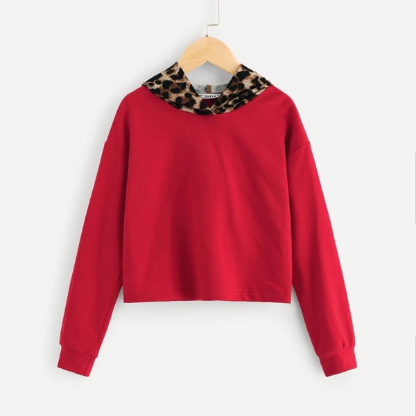 

Girls Drop Shoulder Leopard Hoodie