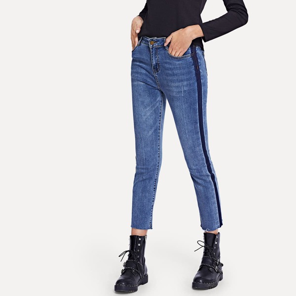 

Striped Panel Jeans
