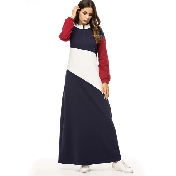 

Colorblock Zip Front Longline Dress