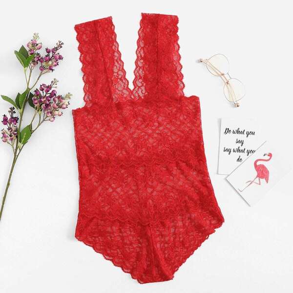 

Floral Lace Teddy Bodysuit