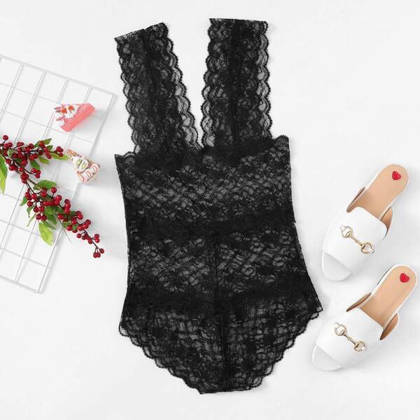 

Floral Lace Teddy Bodysuit