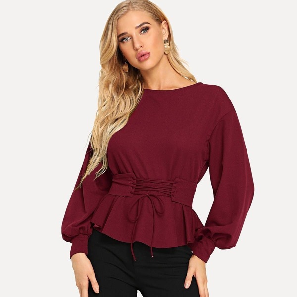 

Lantern Sleeve Top with Corset Belt