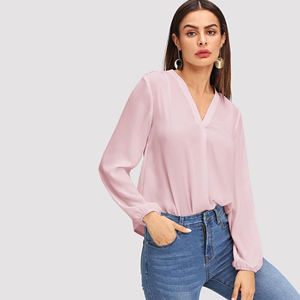

V Neck Blouson Sleeve Top