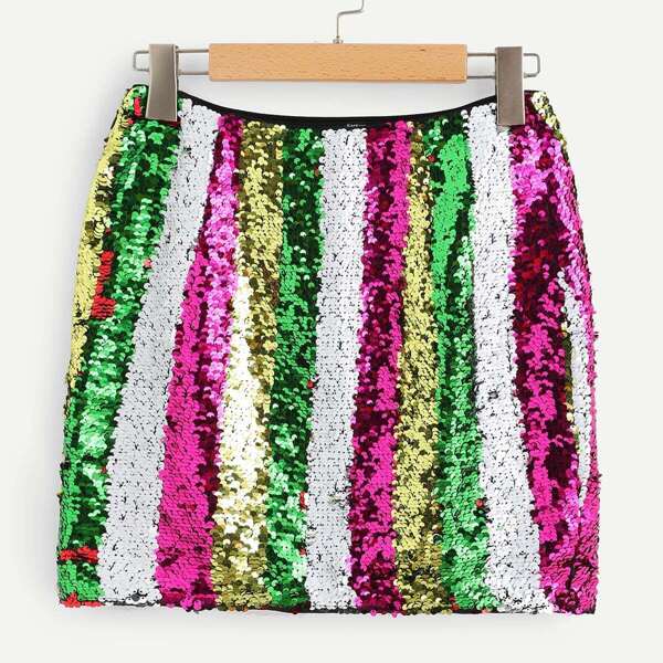 

Contrast Sequin Bodycon Skirt