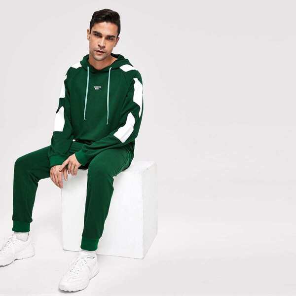 

Men Color Block Hoodie & Pants Co-Ord