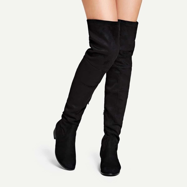 

Side Zip Thigh High Boots, Black