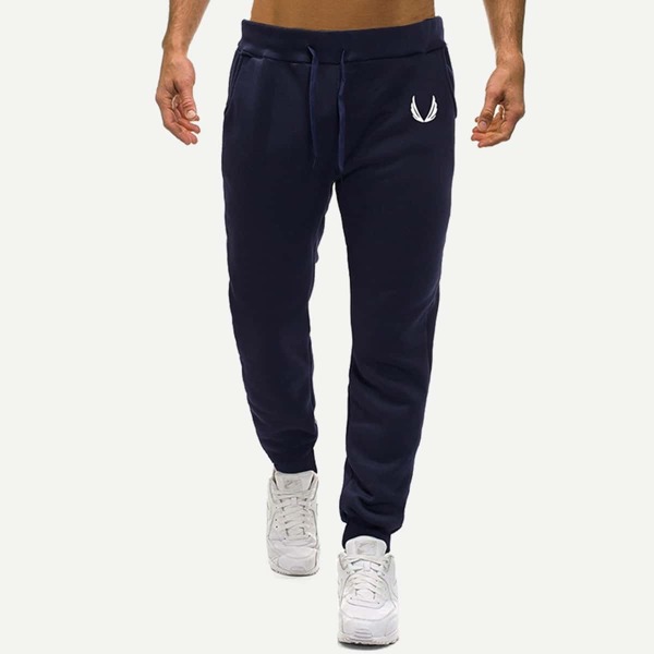 

Men Geometric Print Drawstring Pants, Navy