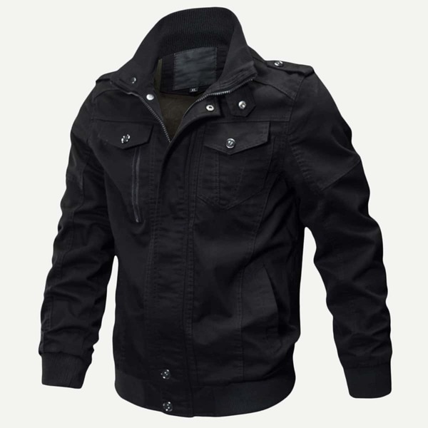 

Men Solid Pocket Zip Up Jacket