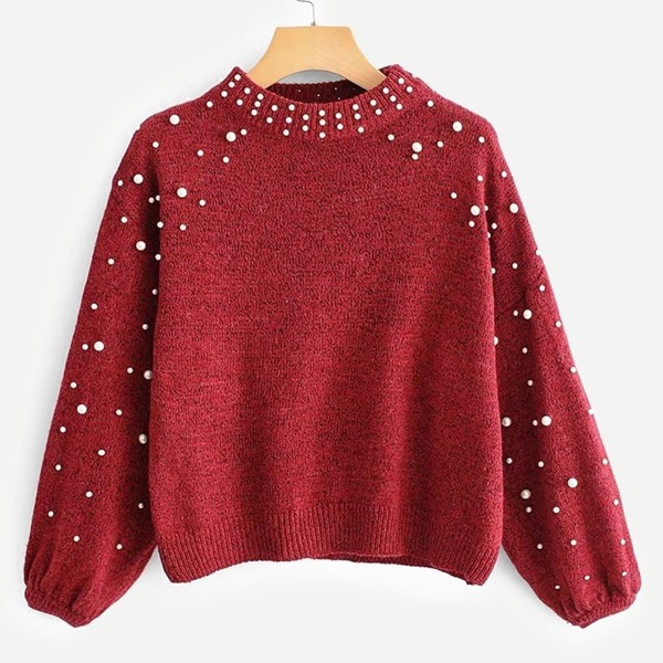 

Pearl Beaded Bishop Sleeve Jumper
