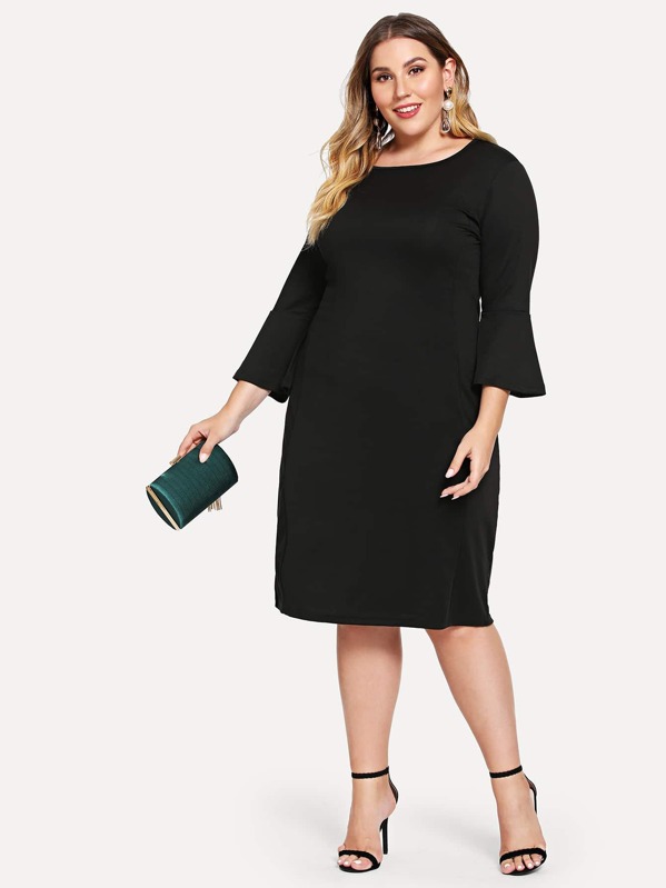 De Spanish sheinside Con Vestido Volante Manga Shein Grande 1F1Zax