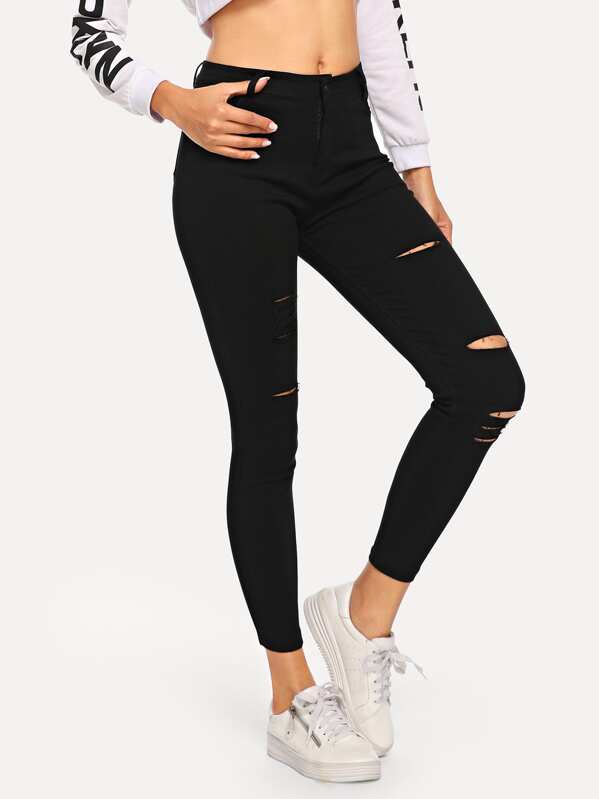 

Cut Out Skinny Jeans, Black, Mary P.