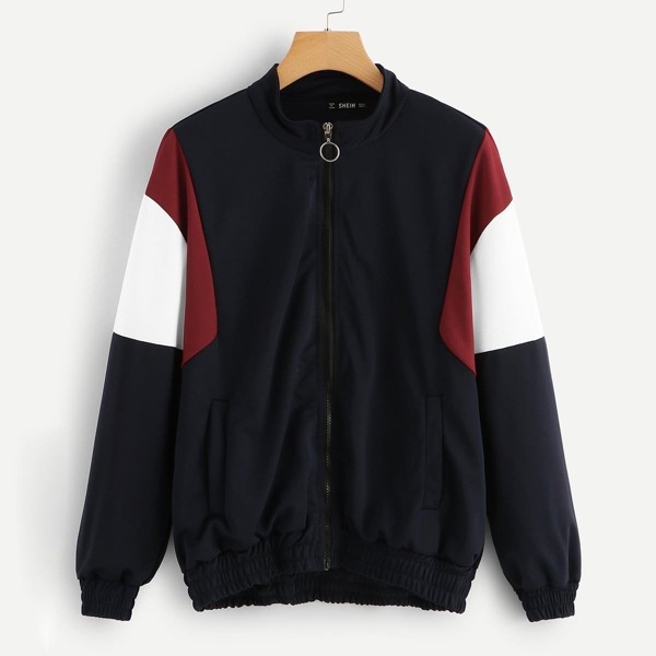 

Zip Front Color Block Jacket