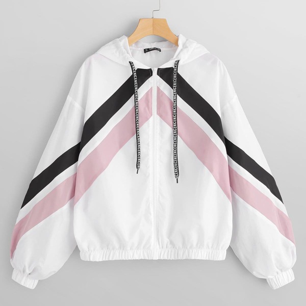 

Cut-and-Sew Hooded Jacket, Multicolor
