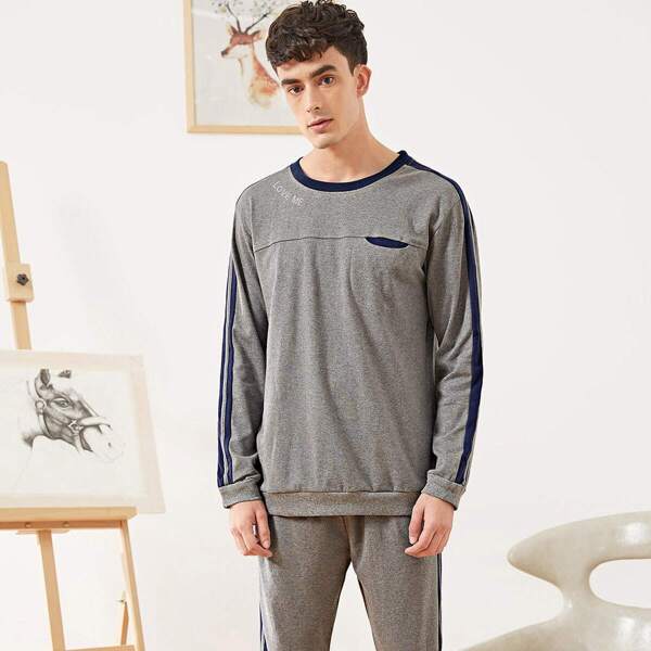

Men Letter Print Pajama Set