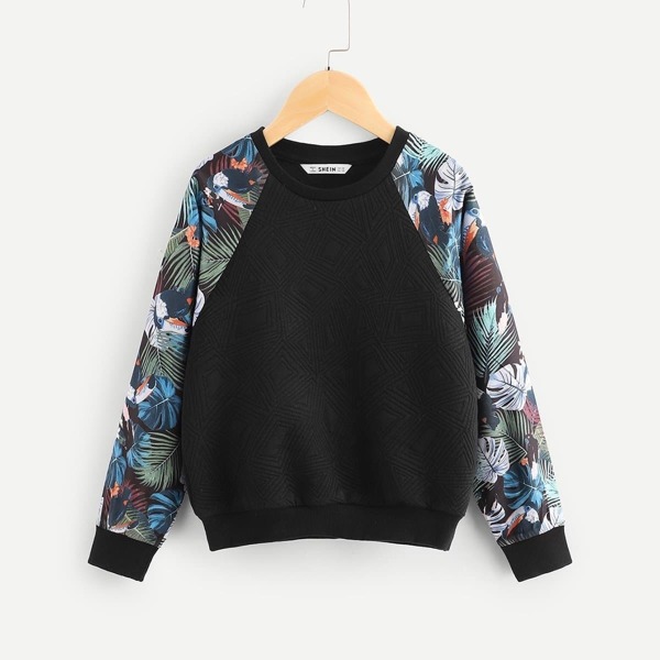 

Girls Floral Print Raglan Sleeve Sweatshirt