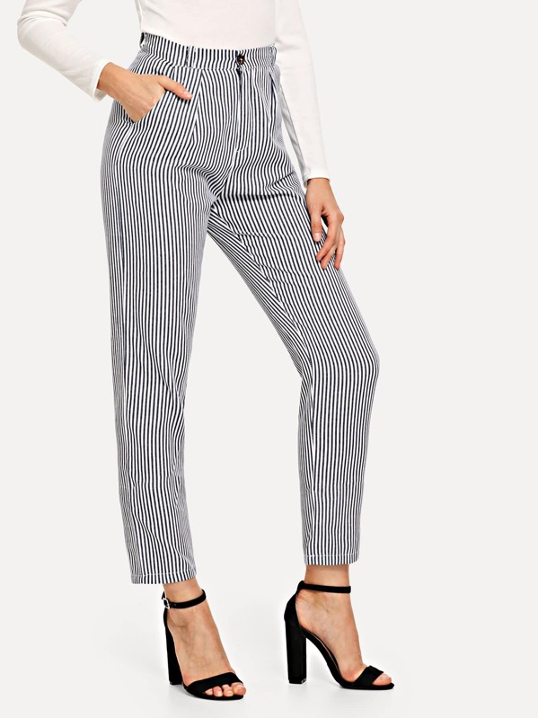 

Striped Pocket Side Pants, Blue, Masha