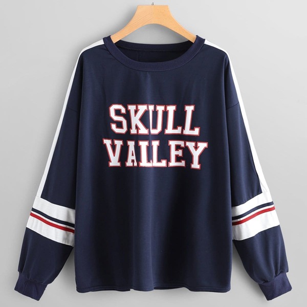 

Plus Letter Print Sweatshirt