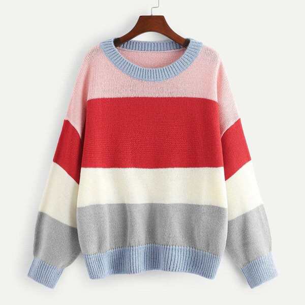 

Plus Drop Shoulder Colorblock Jumper
