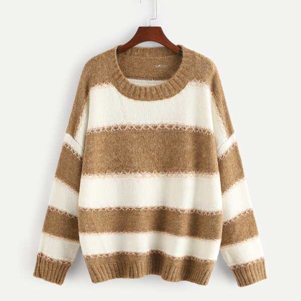 

Plus Drop Shoulder Two Tone Jumper, Multicolor