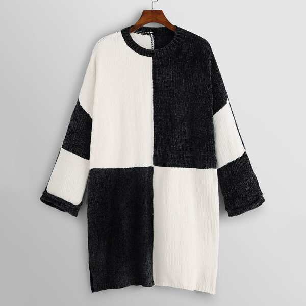 

Plus Drop Shoulder Two Tone Chenille Jumper