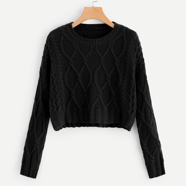 

Mixed Knit Solid Crop Jumper