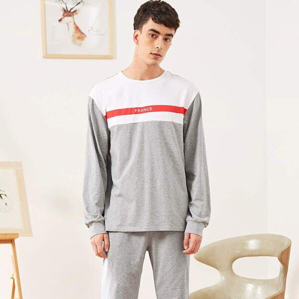 

Men Color-Block Tee & Pants Pj Set