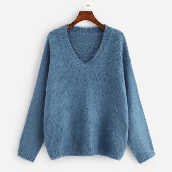 

Plus V-Neck Fuzzy Jumper