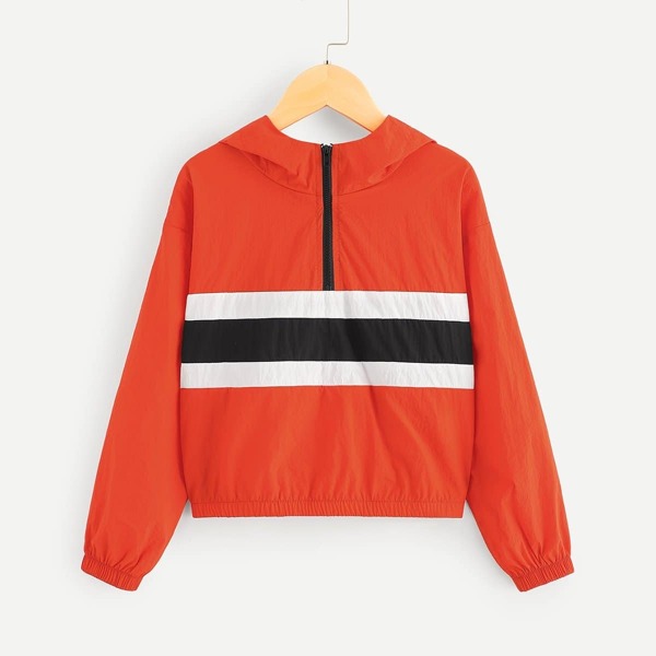 

Girls Zip Half Placket Hooded Jacket