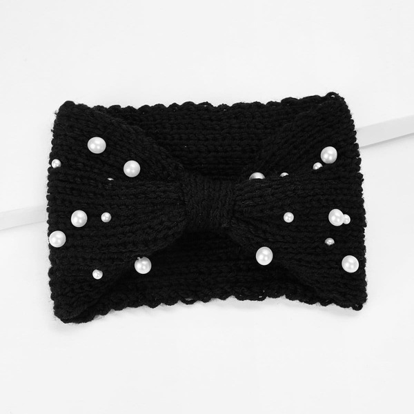 

Faux Pearl Decorated Knit Headband