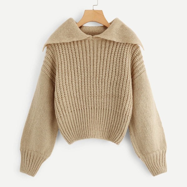 

Chunky Knit Jumper With Exaggerated Collar