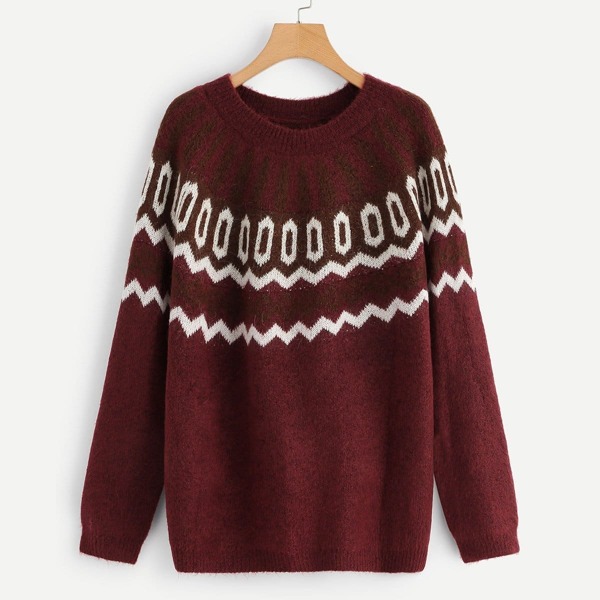 

Raglan Sleeve Geo Sweater