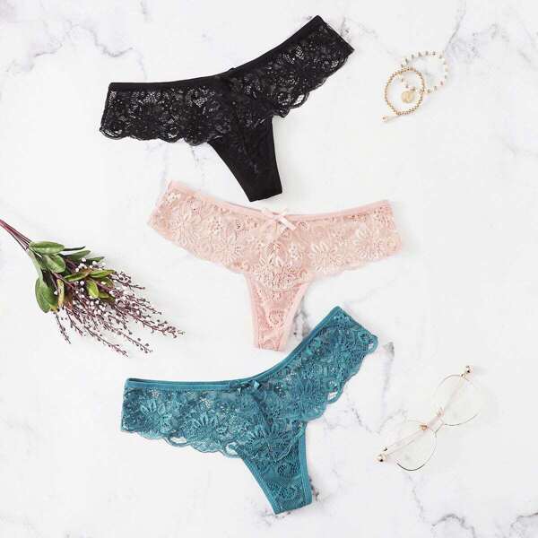 

Floral Lace Panty Set 3pcs