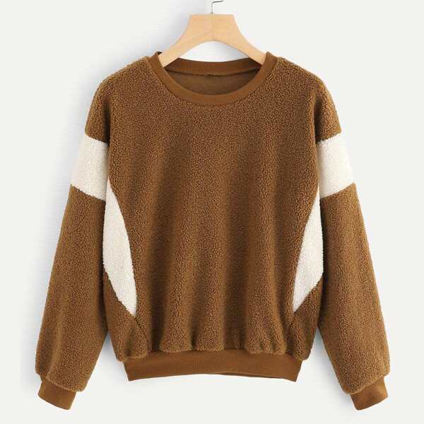 

Contrast Panel Teddy Sweatshirt