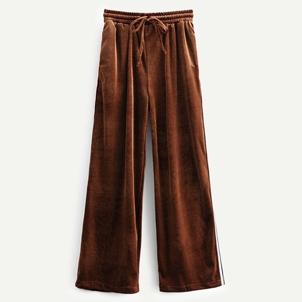 

Contrast Tape Side Velvet Pants